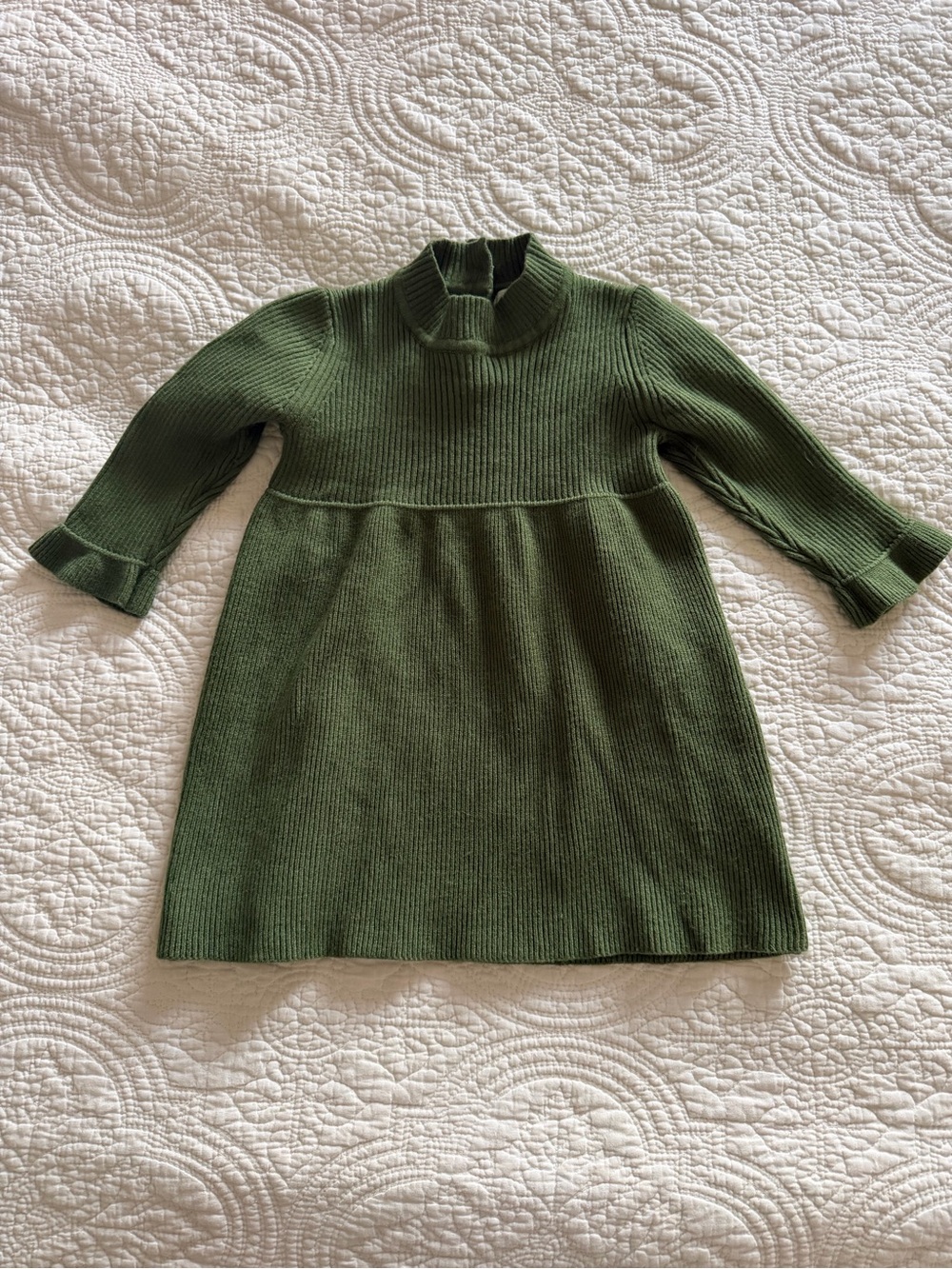 Toddler Girls' Olive Green Knit Long-Sleeve sweater Dress